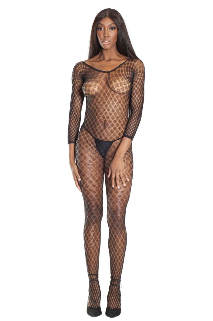 Coquette 1 PC. Long Sleeved Multi Fence Net Bodystocking CQ1759