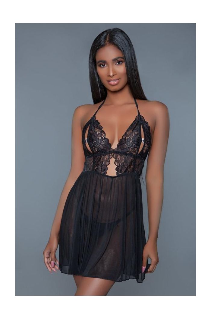 Be Wicked Cosette Low Plunge Lace Babydoll Set BW2017