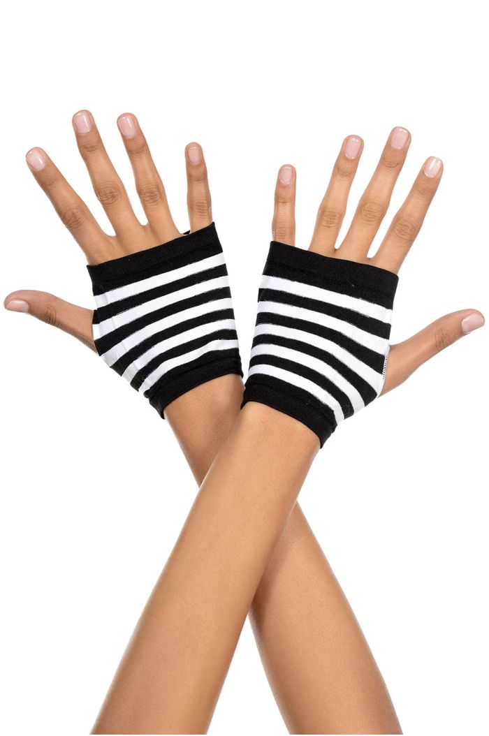 Music Legs Black And White Striped Gloves ML439