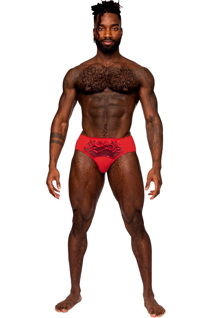 Male Power Bikini Solid Pouch MP492280-RED