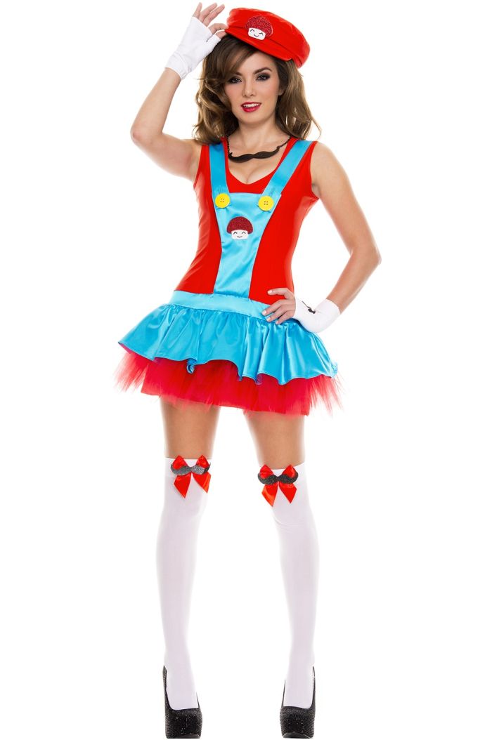 Music Legs Fun Six Piece Red Playful Plumber Costume ML70452