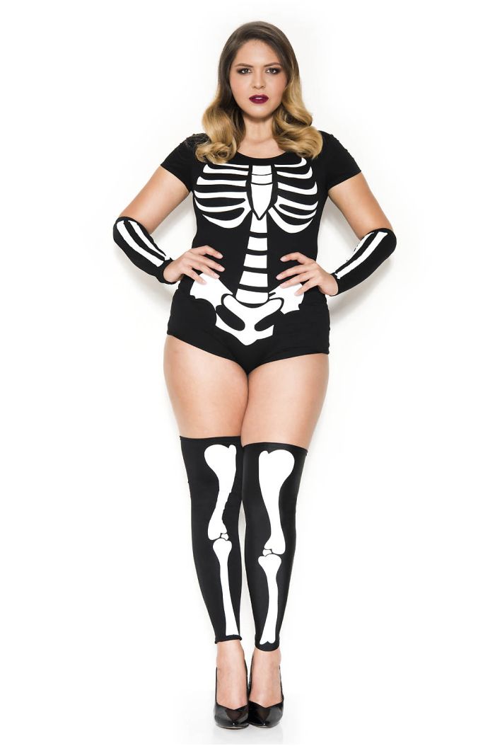 Music Legs  3 PC. Includes: Plus Size Skeleton Print Bodysuit, Matching Arm Warmers, And Skeleton Print Leg Warmers  ML71005Q