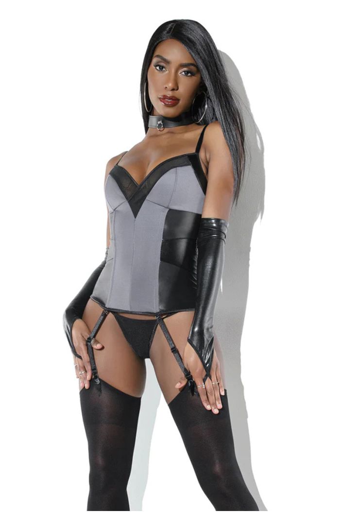Coquette Wet Look and Matte Side Panel Bustier CQD9275