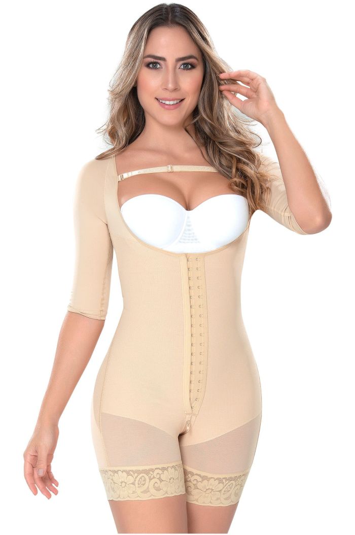 Fajas MYD 0064 Mid-Thigh Body Shapewear Bodysuit for Women / Post Surgery and Daily Use / Powernet