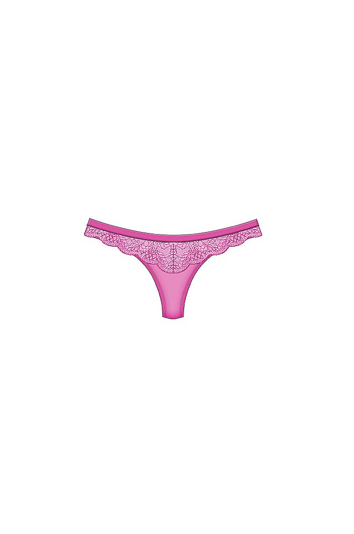Steve Madden Solid Microfiber Thong w/ Galloon Lace SM-TH26196