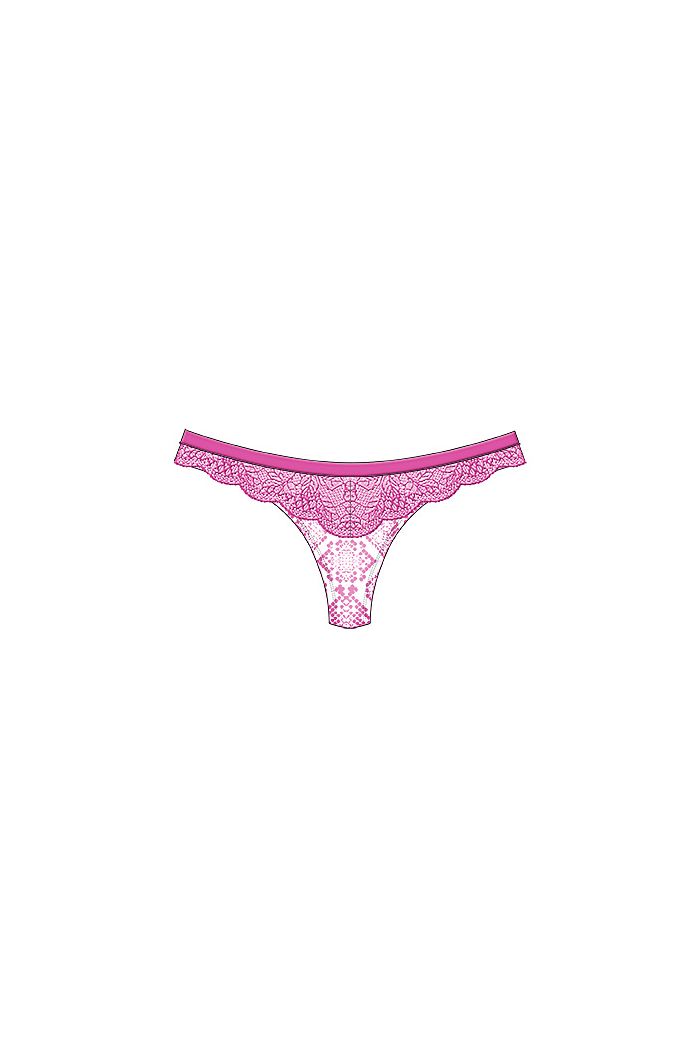 Steve Madden Printed Microfiber Thong w/ Galloon Lace SM-TH27433