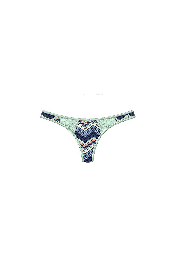 Steve Madden Printed Microfiber Thong w/ Galloon Lace SM-TH28479
