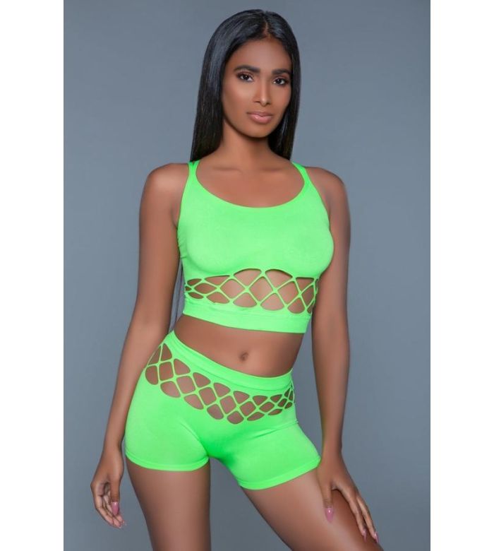 Be Wicked Palmer Microfiber Crop Top and High Waist Booty Shorts