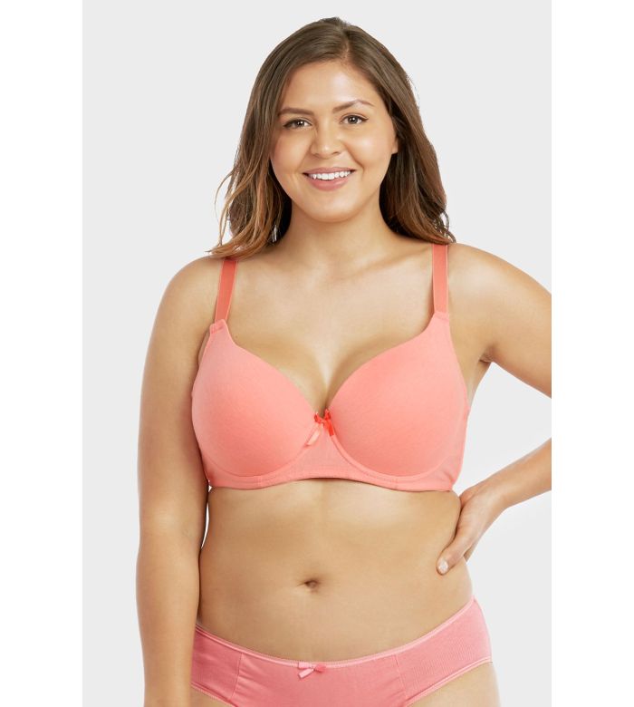Sofra Ladies Full Cup Plain Cotton D Cup Bra BR4207PD