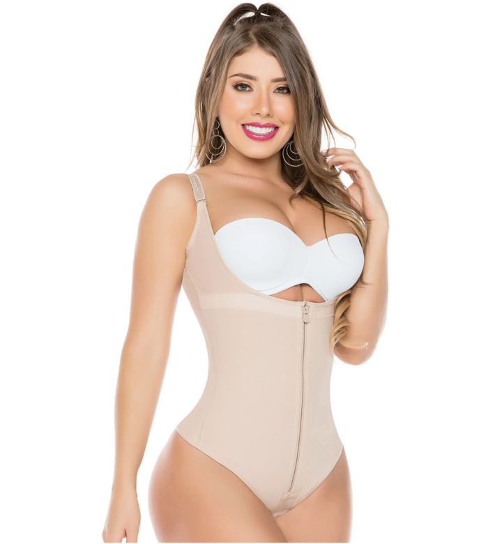 Fajas Salome 0351  Open Bust Thong Tummy Control Shapewear for
