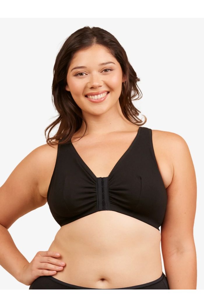 Leading Lady - The Meryl Cotton Front-Closure Comfort & Sleep Bra LL110BLK