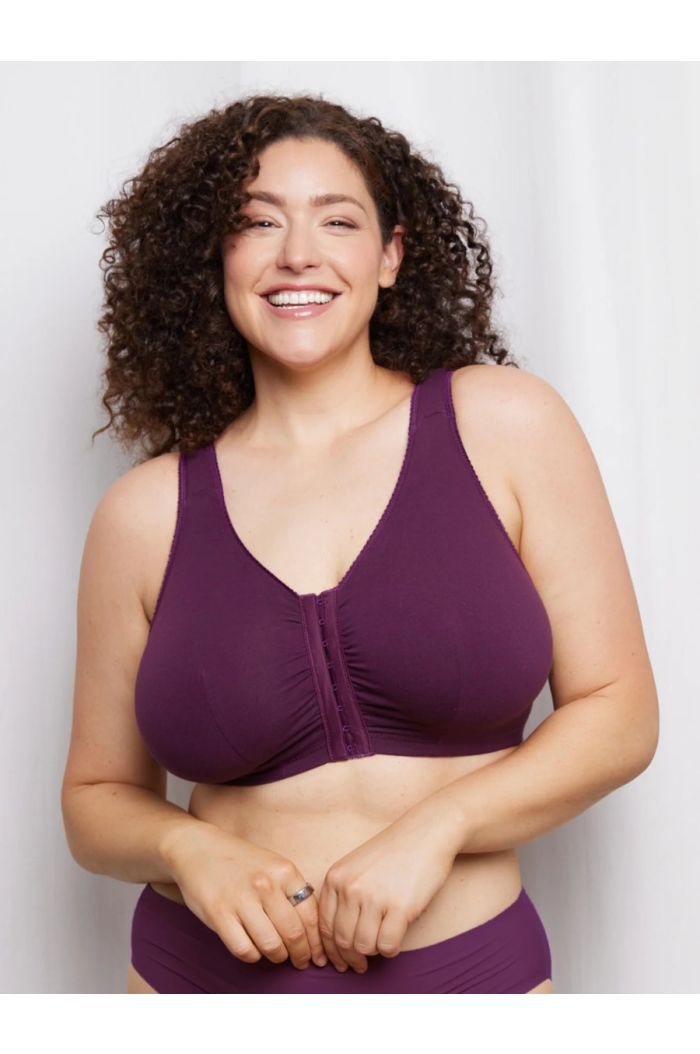 Leading Lady - The Meryl Cotton Front-Closure Comfort & Sleep Bra LL110PLUM