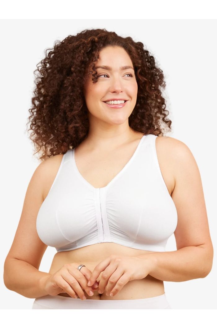 Leading Lady - The Meryl Cotton Front-Closure Comfort & Sleep Bra LL110WHT