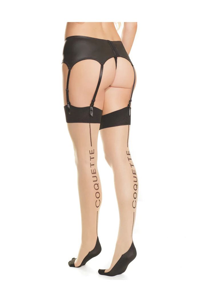 Coquette Cuban Heel with “Coquette” Back Seam Stocking CQ1908