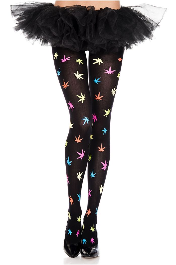 Music Legs Multicolor Leaf Print Pantyhose ML37286