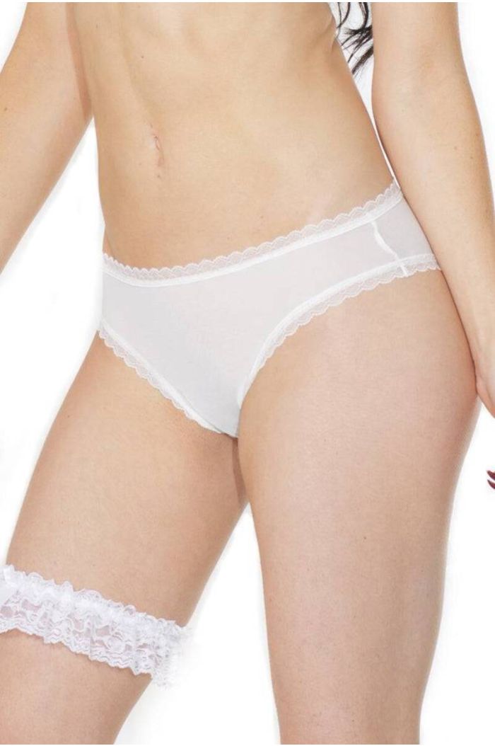 Coquette White Bridal Crotchless Panty with Rear Bow CQ373