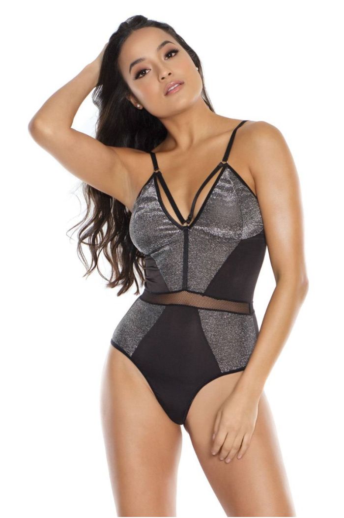 Coquette Microfiber and Shimmer Knit Thong Teddy CQ3884