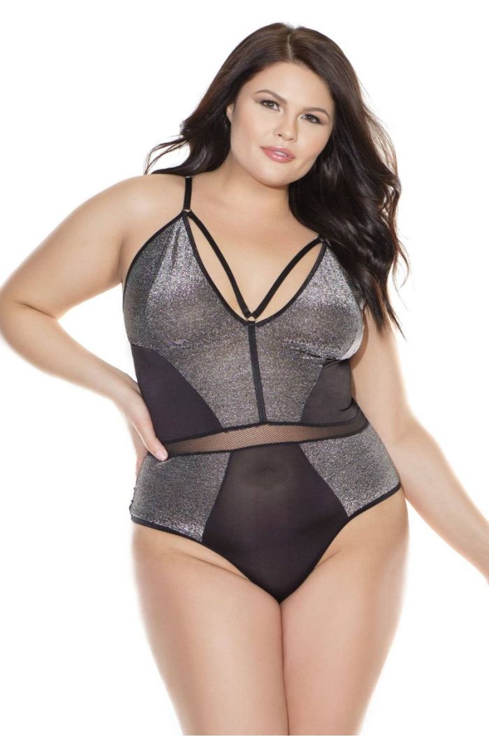Coquette Microfiber and Shimmer Knit Thong Teddy CQ3884X