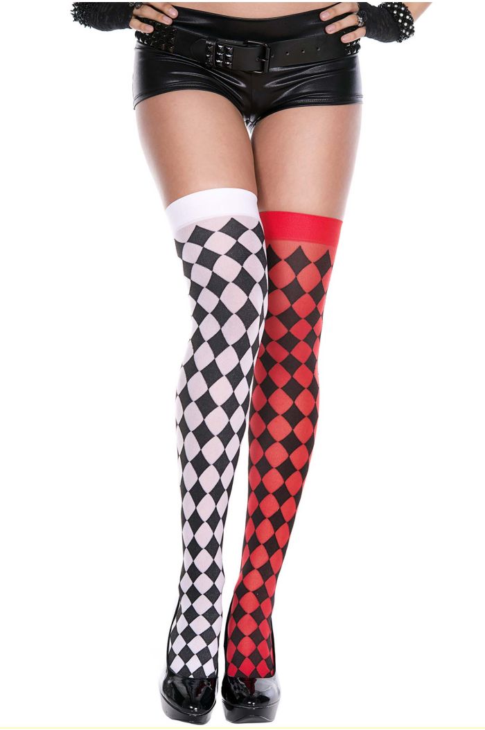 Music Legs Harlequin Mismatch Thigh Hi ML4193