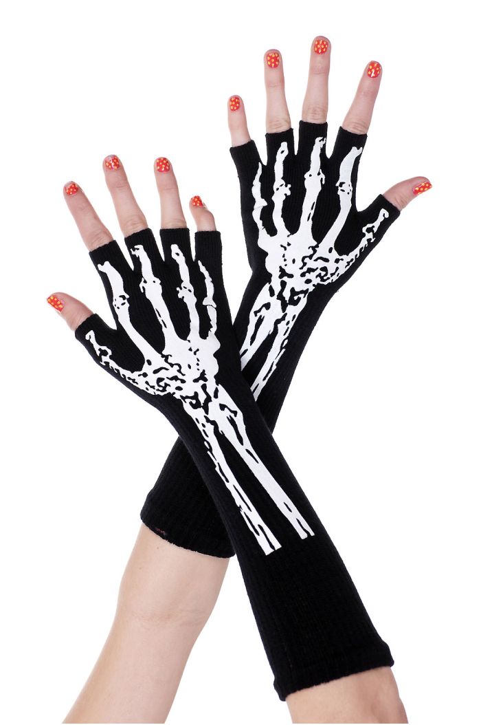Music Legs Short Print Skeleton Gloves ML453