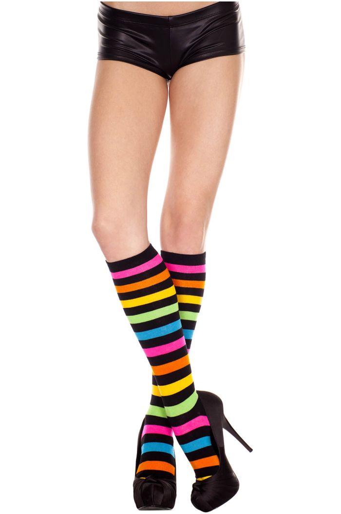 Music Legs Acrylic Rainbow Stripes Knee Hi ML5307