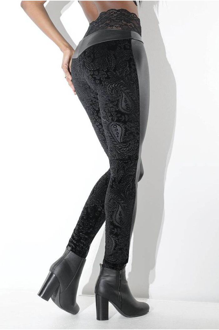 Coquette Embossed Velvet and Matte Wet Look Pant CQD9314