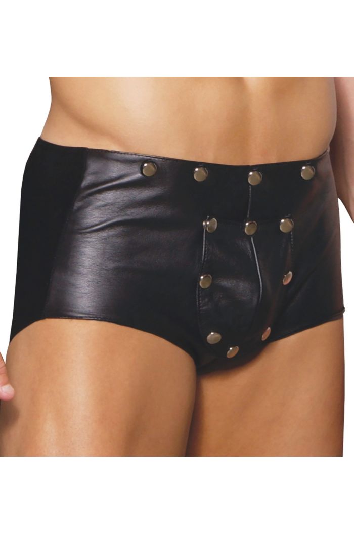 Elegant Moments Mens Leather Shorts With Break Away Front EML9130