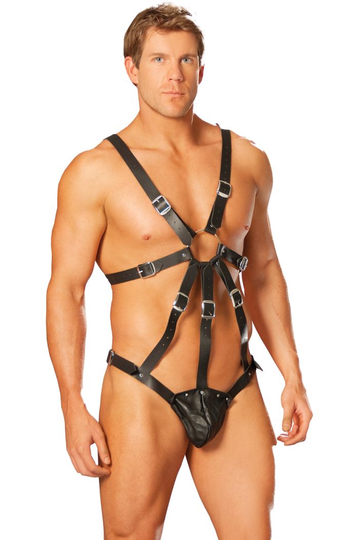 Elegant Moments Leather Harness With Attached Pouch EML9132