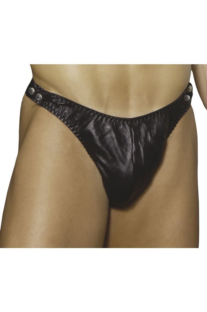Elegant Moments Mens Leather Thong With Side Snaps EML9139