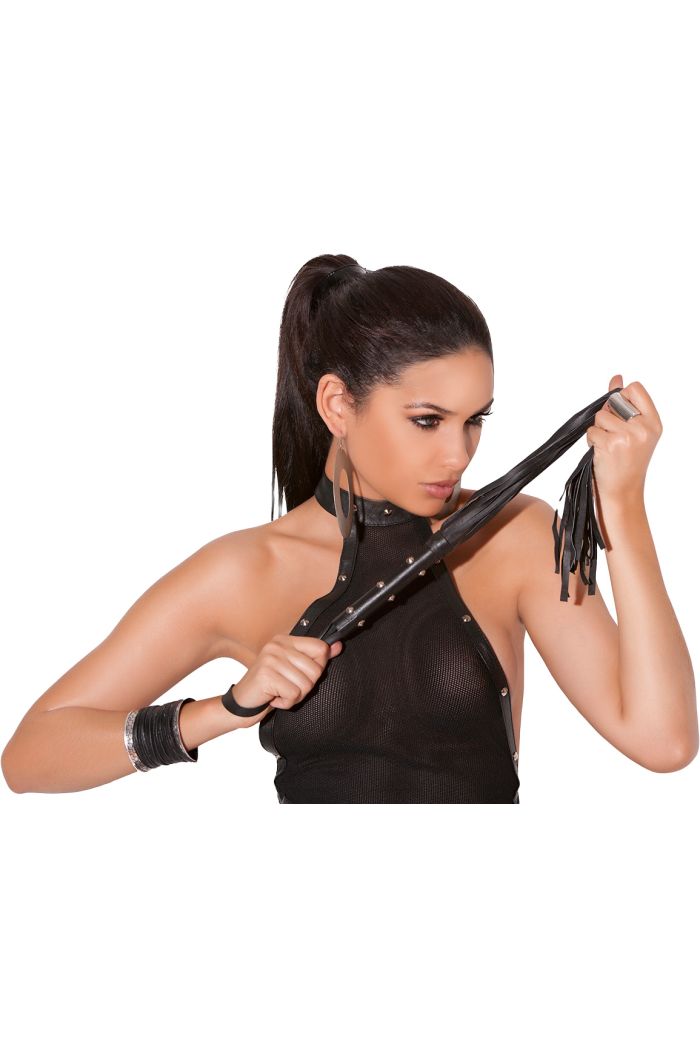 Elegant Moments Leather Whip With Studs EML9154