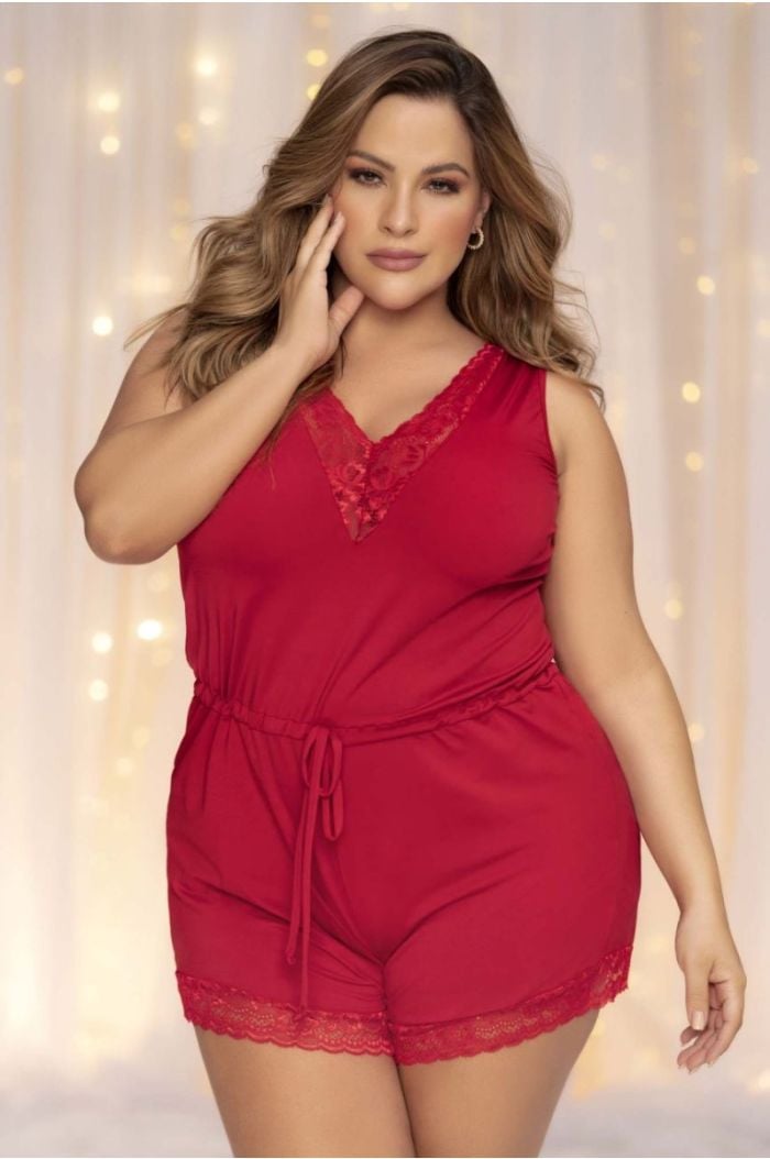 Mapale Plus Size Romantic and Sensual Sleep Romper MA7434X