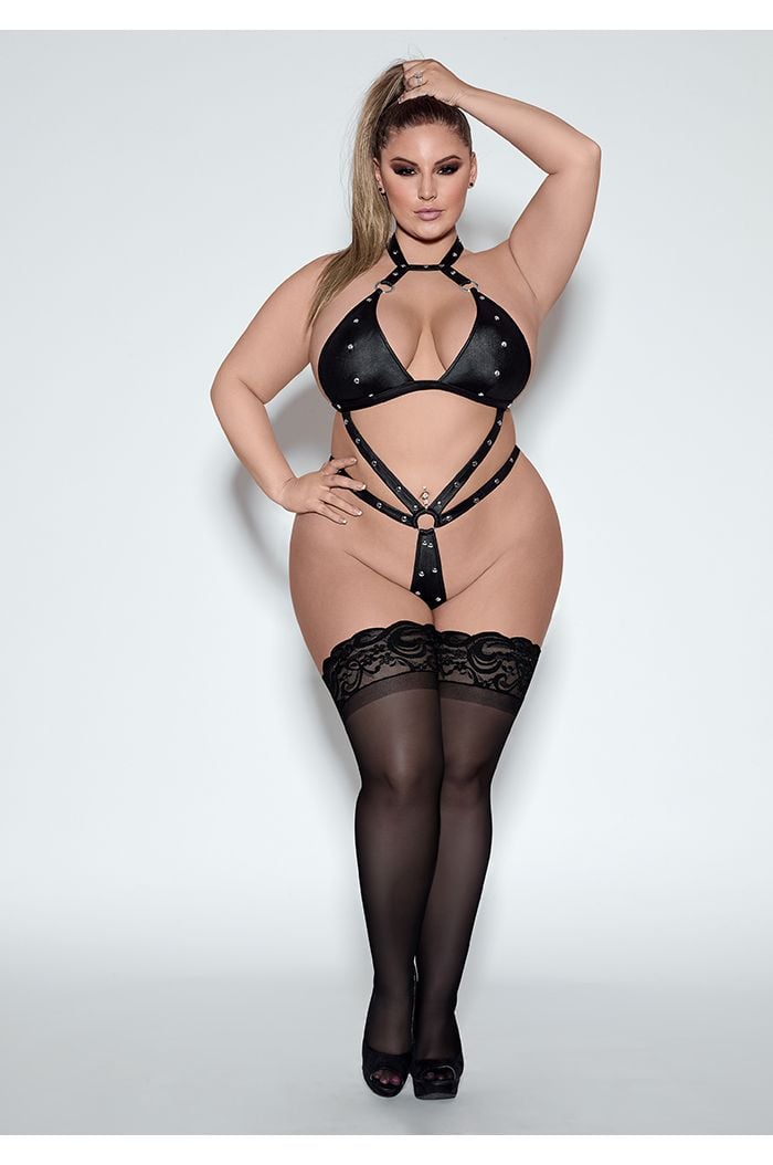 Lust Fetish Wear Barbarella Velcro Collar 2 Pc. Bra and Bikini Set LUPAK214Q