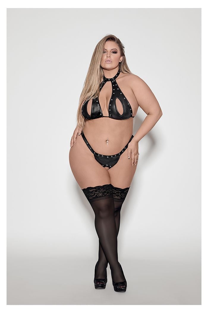 Lust Fetish Wear Temptress 2 Pc. Halter Bra and Open Crotch Thong Set LUPAK229Q