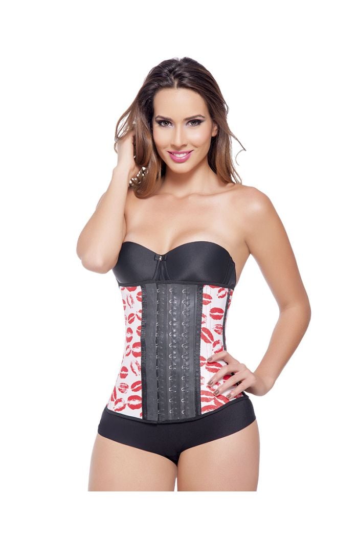 Ann Michell 3 Hook Sexy Collection Print 29 Sport Girdle Long Torso Deluxe Latex Waist Trainer to 48 (5XL) AM2024-P29