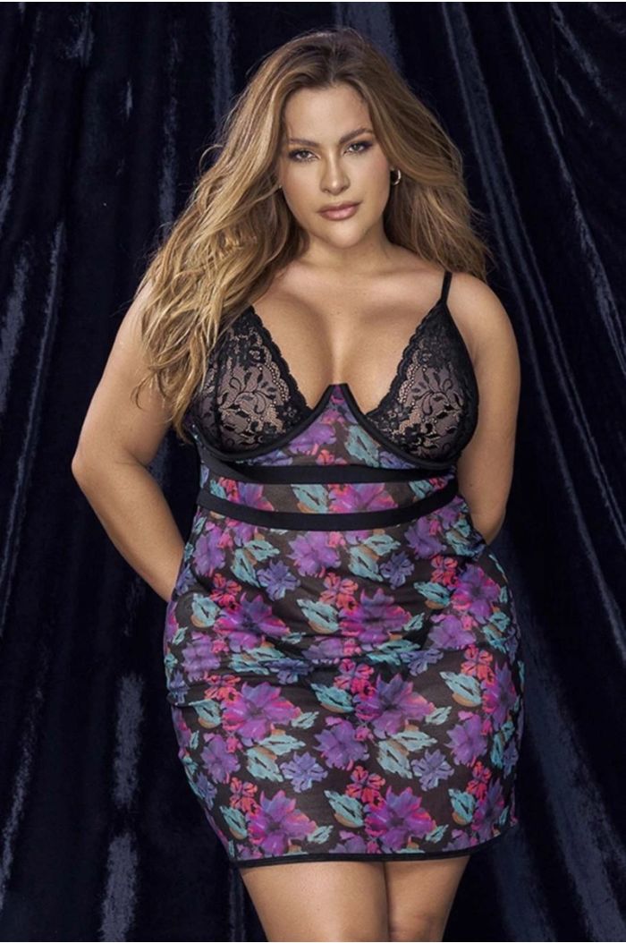 Mapale Romantic Babydoll with Underwire and Adjustable Straps MA7497X